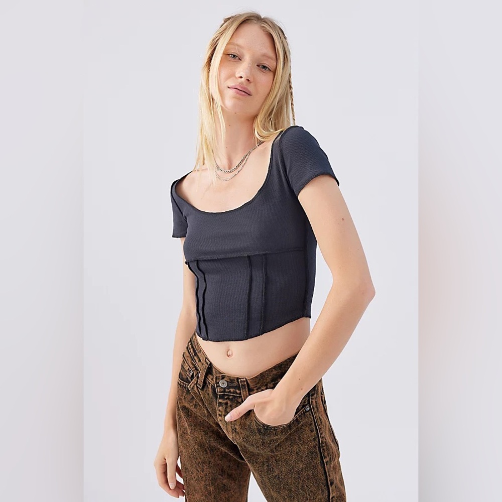 Urban Outfitters Keanu Scoop Neck Corset‎ Tee size L